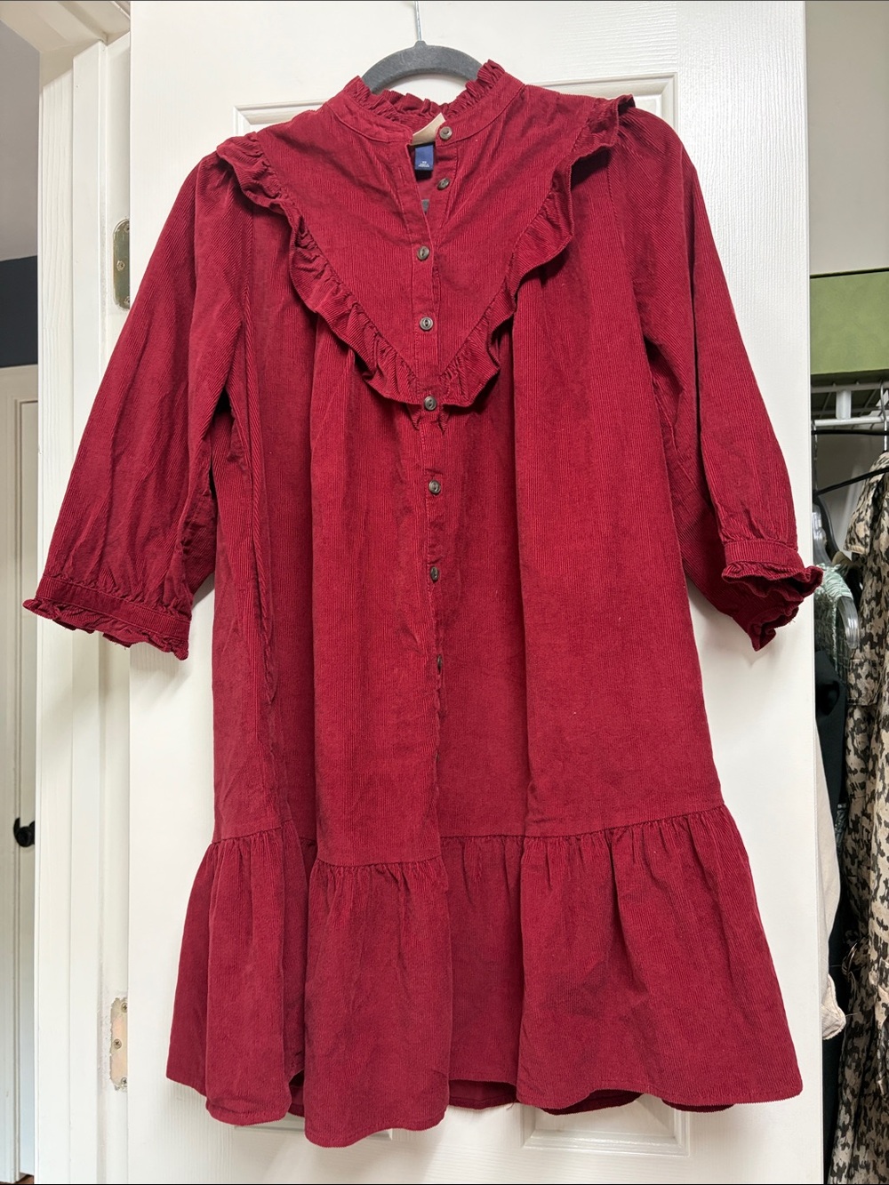 Universal Thread Burgundy Corduroy Button-Neck Top